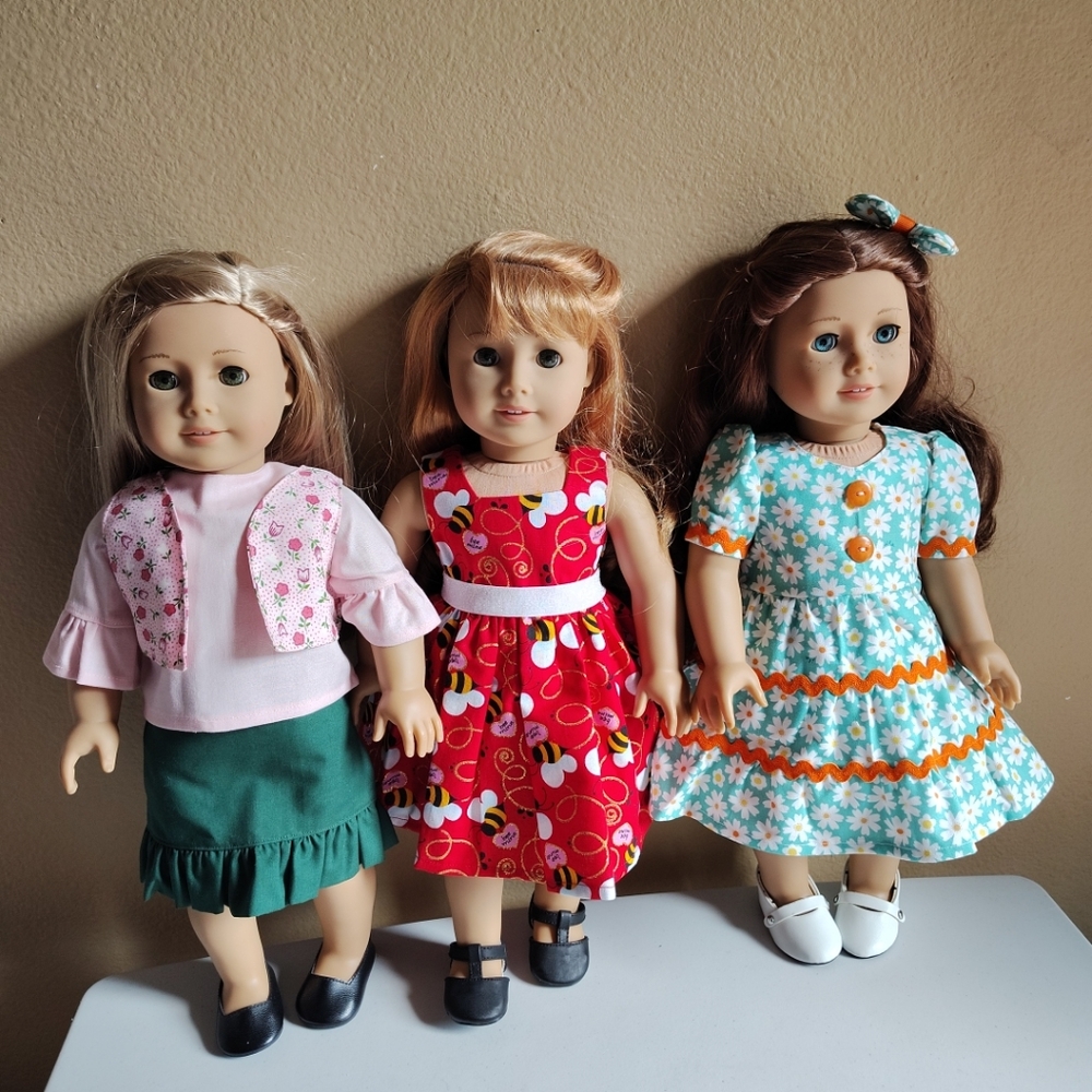 Handmade Lot Of 18' Doll Clothes Dresses + Fits American Girl, Our Generation